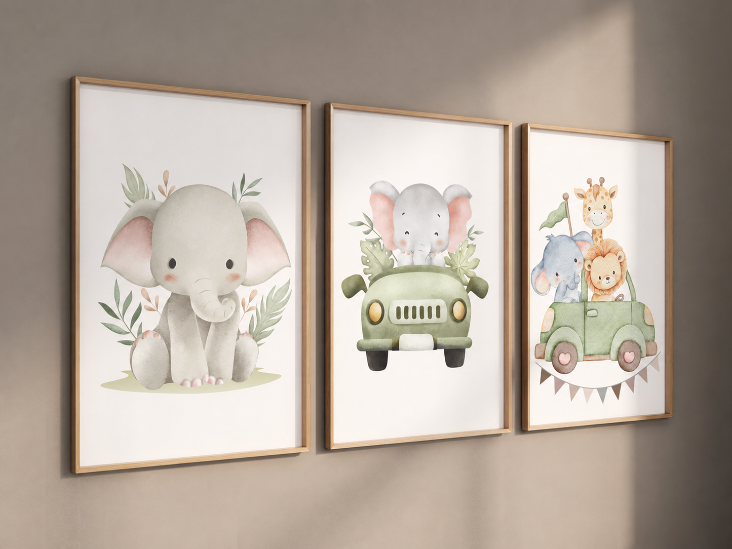 Set 3 tablouri pentru copii – Aventură în Safari