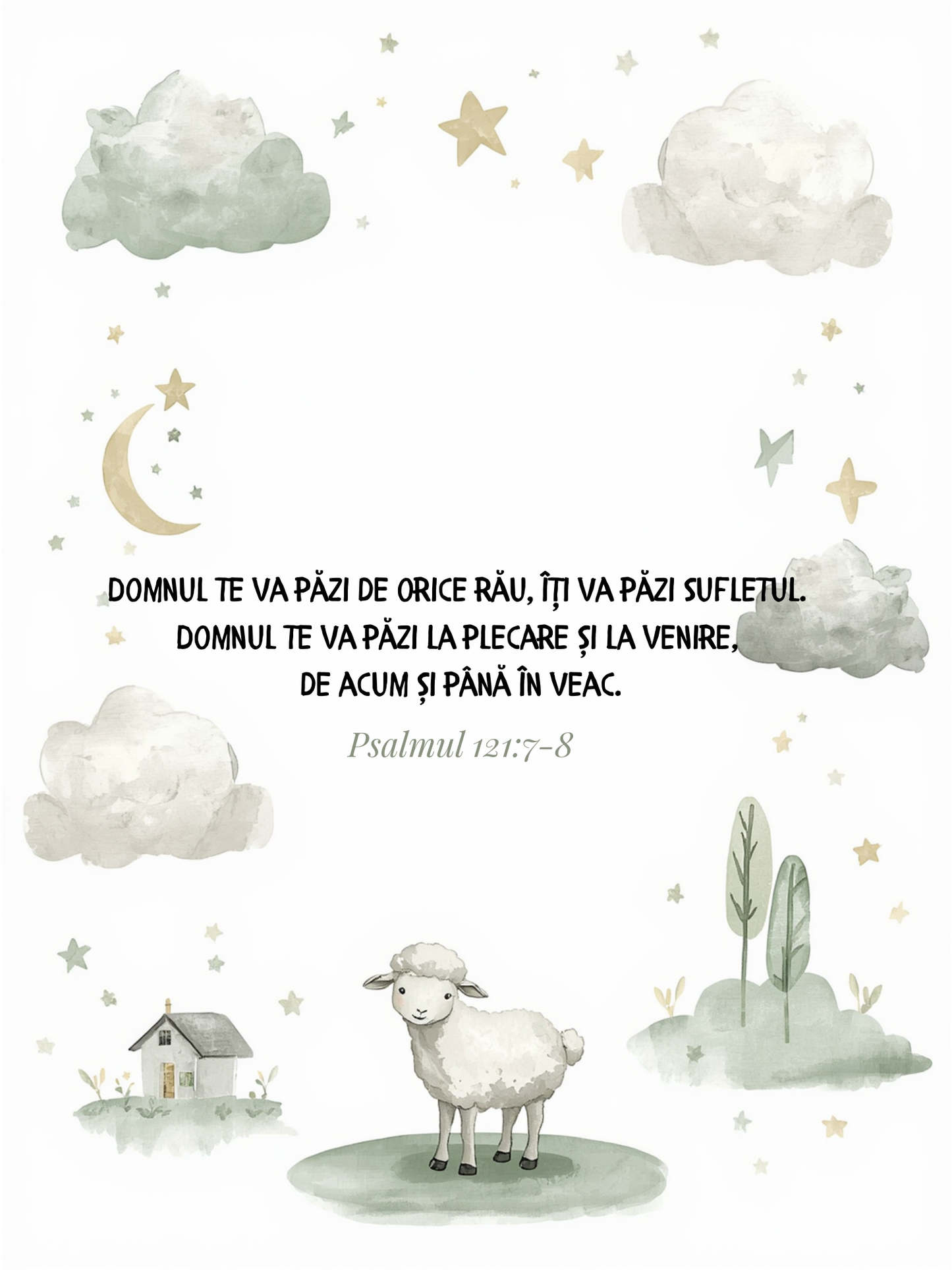 Tablou Creștin pentru Copii – „Domnul te va păzi” | Psalmul 121:7-8